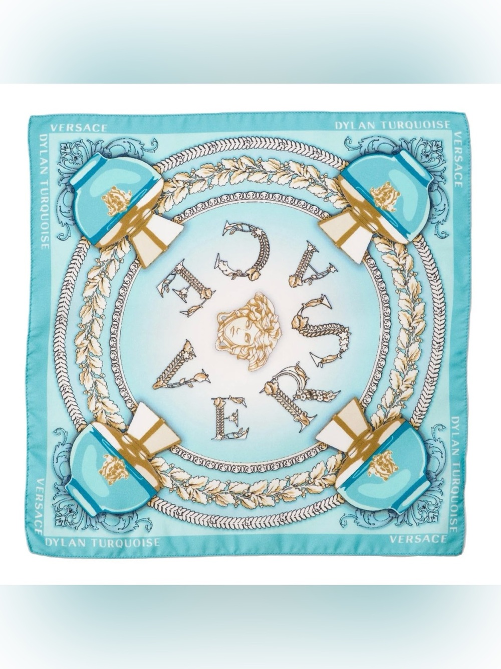 Versace Dylan Turquoise Silk Scarf